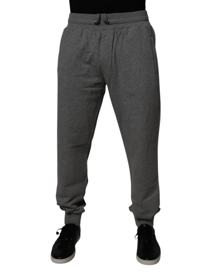 Dolce &amp; Gabbana Gray Logo Cotton Jogger Men Sweatpants Pants