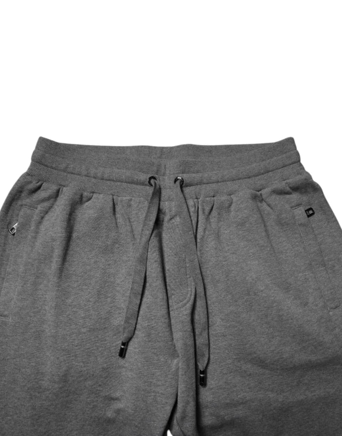 Dolce &amp; Gabbana Gray Logo Cotton Jogger Men Sweatpants Pants
