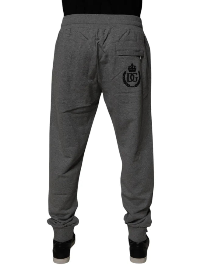 Dolce &amp; Gabbana Gray Logo Cotton Jogger Men Sweatpants Pants
