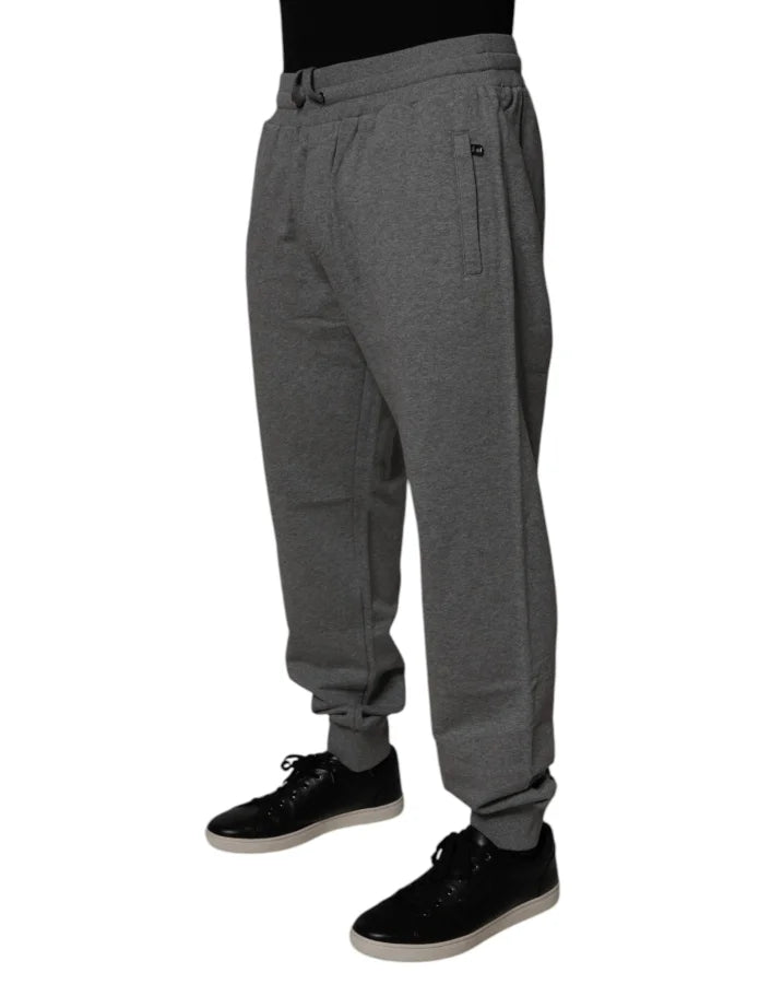 Dolce &amp; Gabbana Gray Logo Cotton Jogger Men Sweatpants Pants