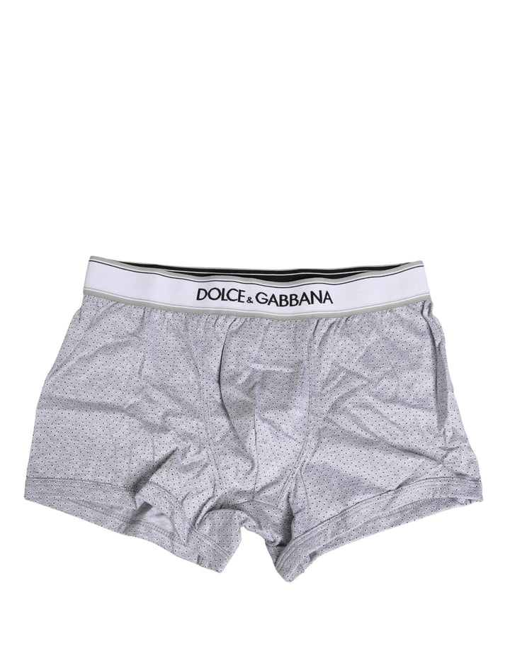 Dolce &amp; Gabbana Gray Logo Cotton Men Regular Boxer Underwear