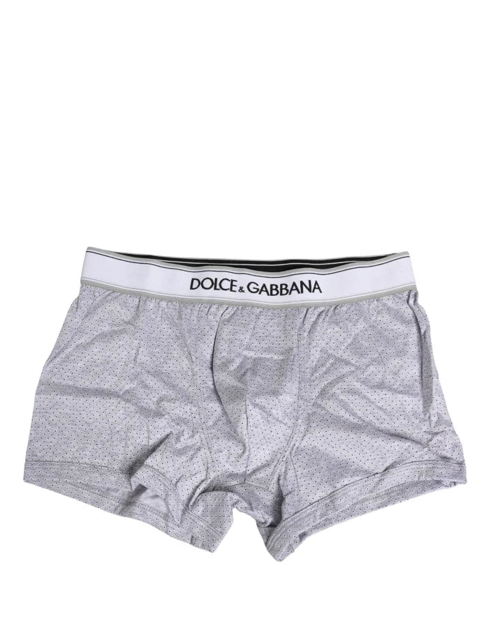 Dolce &amp; Gabbana Gray Logo Cotton Men Regular Boxer Underwear