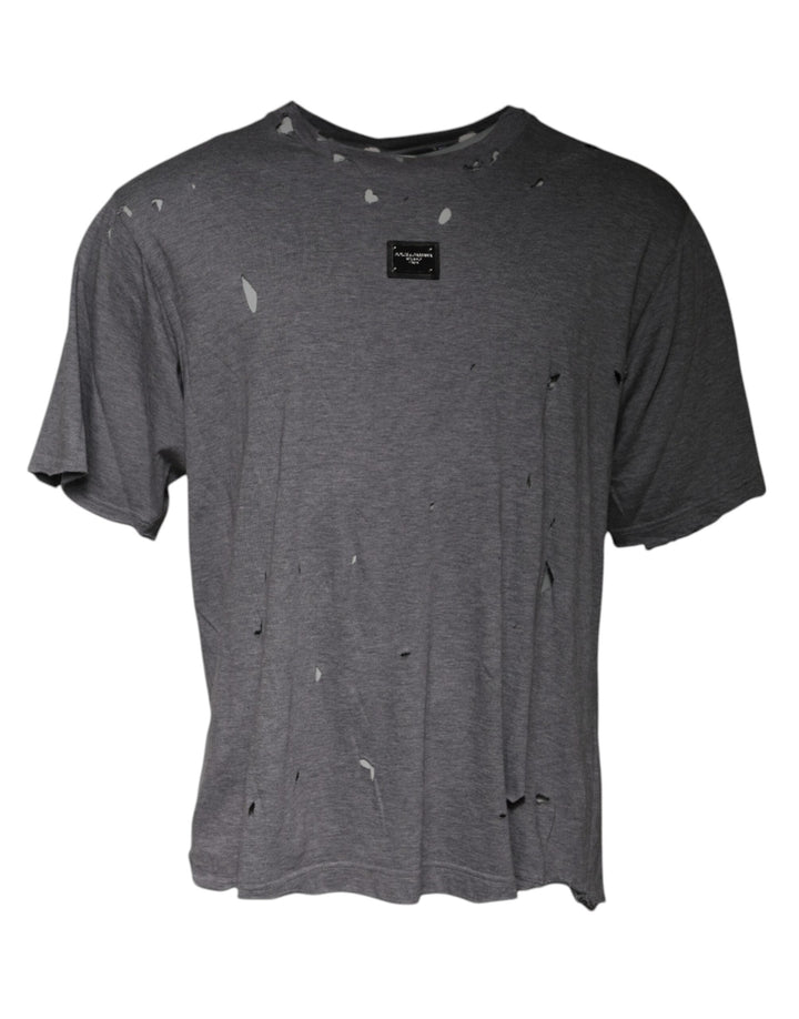 Dolce &amp; Gabbana Gray Logo Crew Neck Short Sleeves T-shirt