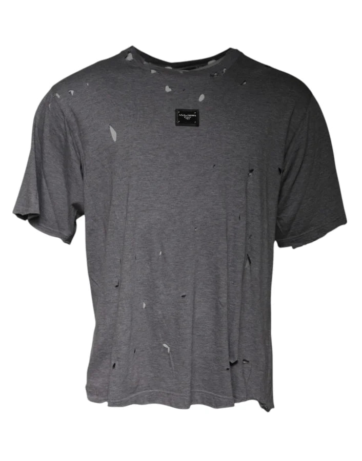 Dolce &amp; Gabbana Gray Logo Crew Neck Short Sleeves T-shirt