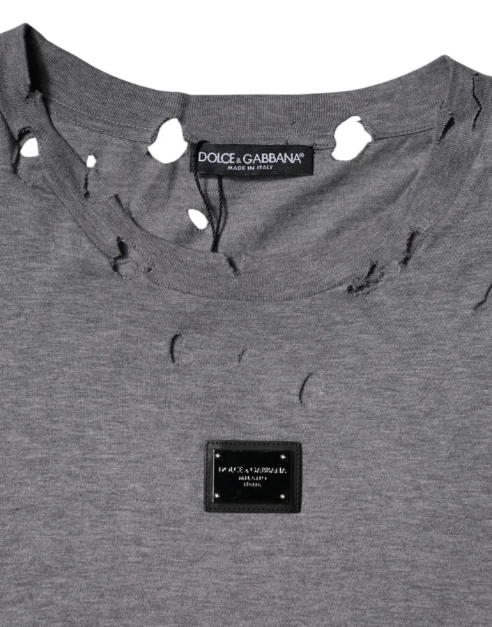 Dolce &amp; Gabbana Gray Logo Crew Neck Short Sleeves T-shirt