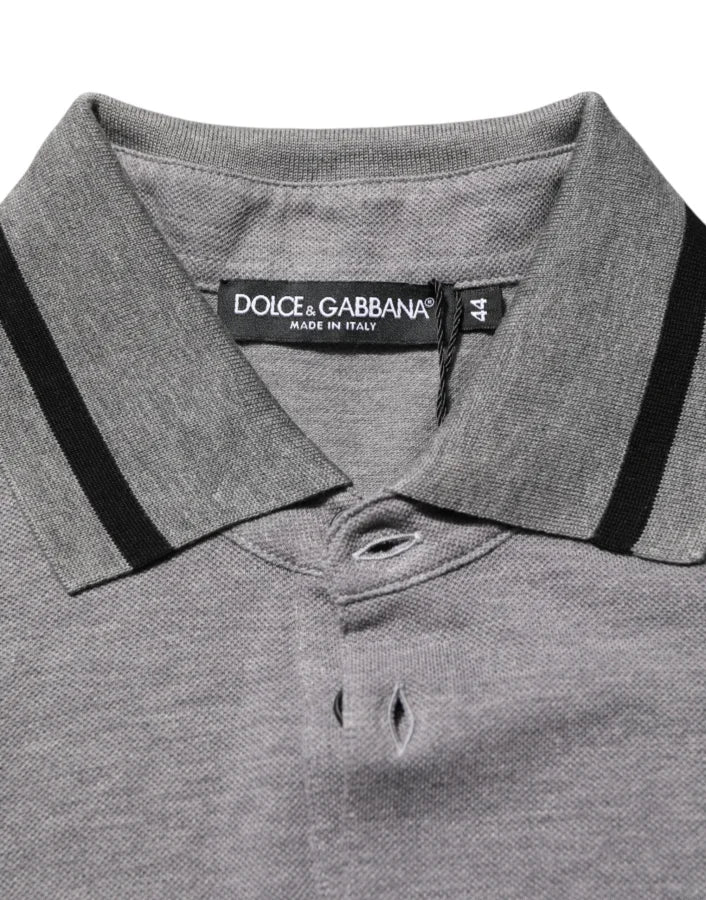 Dolce &amp; Gabbana Gray Logo Embroidery Collared Polo T-shirt