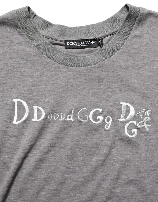 Dolce & Gabbana - Gray Logo Embroidery Short Sleeve T-shirt