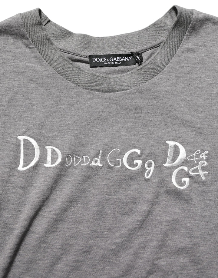 Dolce &amp; Gabbana - Gray Logo Embroidery Short Sleeve T-shirt