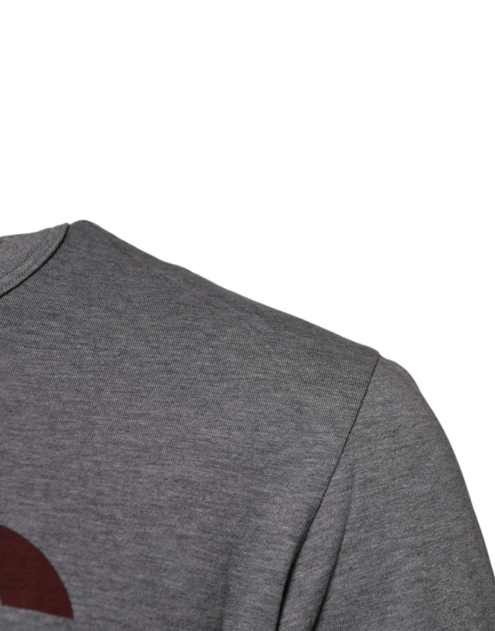 Dolce &amp; Gabbana Gray Logo Print Cotton Crew Neck Men T-shirt