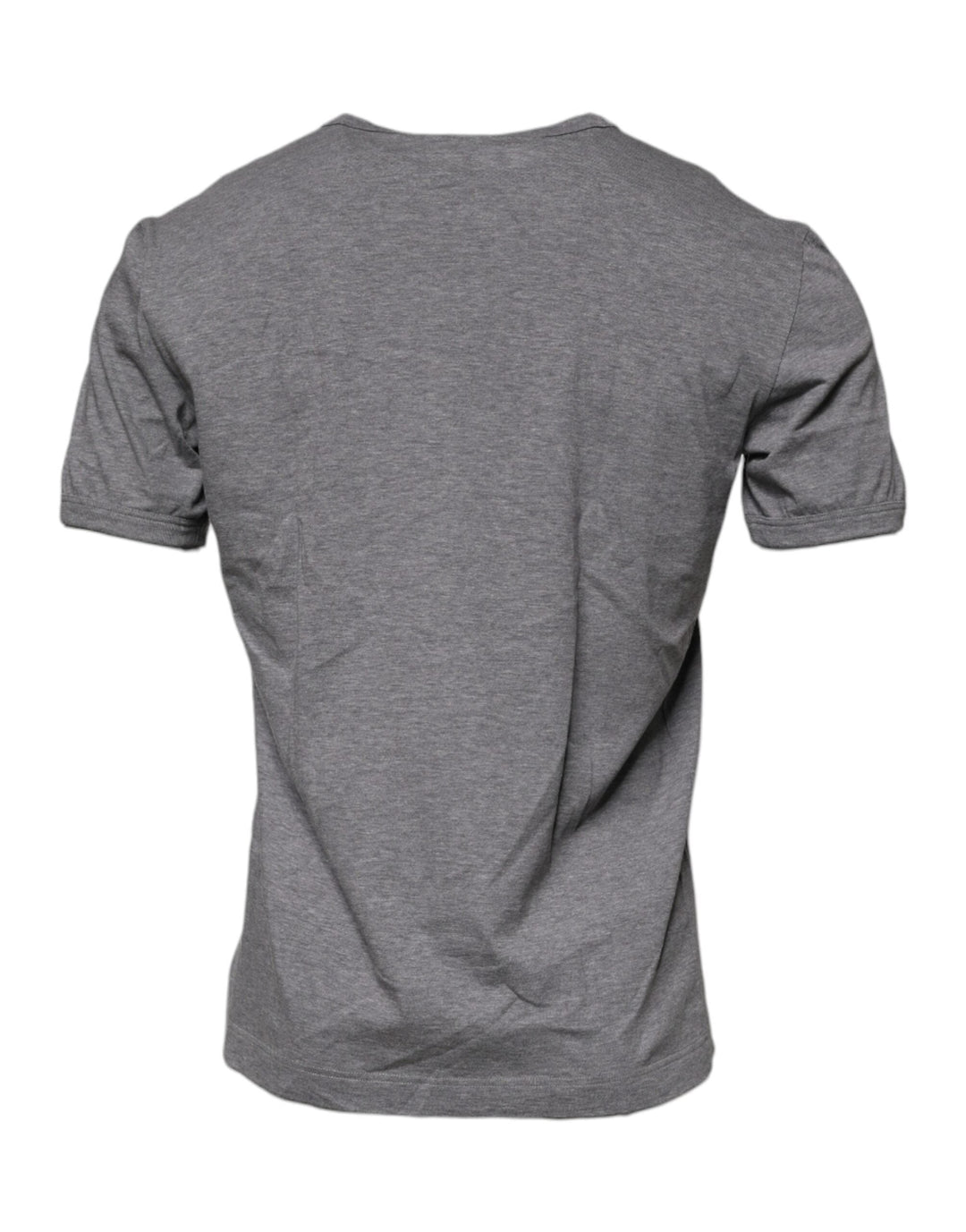 Dolce &amp; Gabbana Gray Logo Print Cotton Crew Neck Men T-shirt