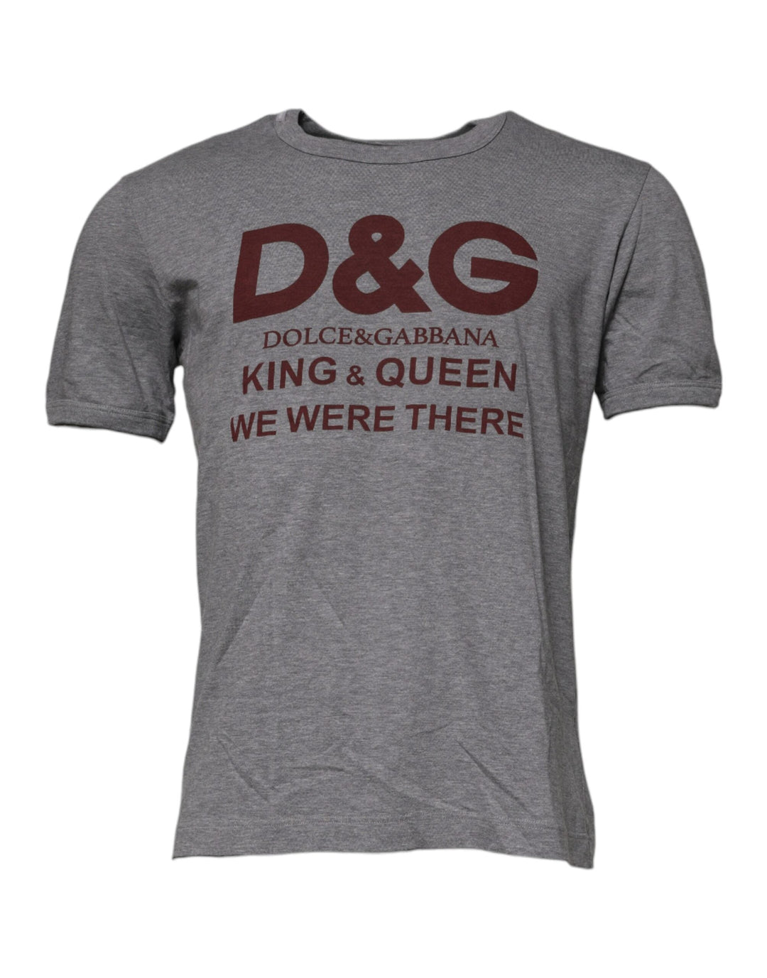 Dolce &amp; Gabbana Gray Logo Print Cotton Crew Neck Men T-shirt
