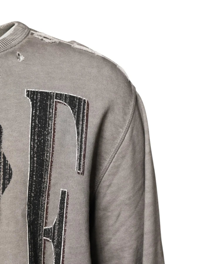 Dolce &amp; Gabbana Gray Logo Print Crew Neck Pullover Sweater