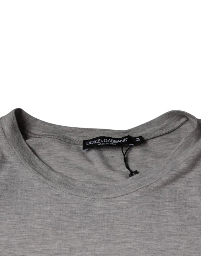 Dolce &amp; Gabbana Gray Logo Print Crewneck Short Sleeve T-shirt