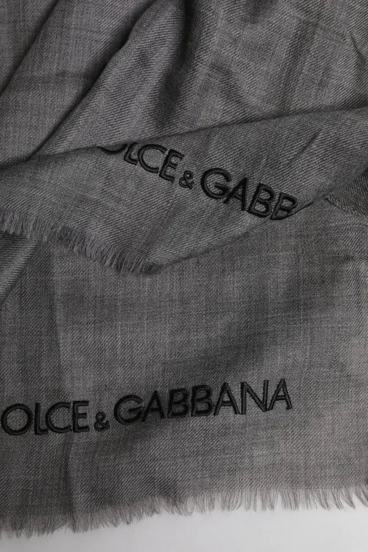 Dolce &amp; Gabbana Gray Logo Print Neck Warmer Wrap Shawl Scarf