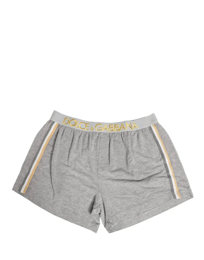 Dolce &amp; Gabbana Gray Logo Waistband Cotton Men Boxer Underwear