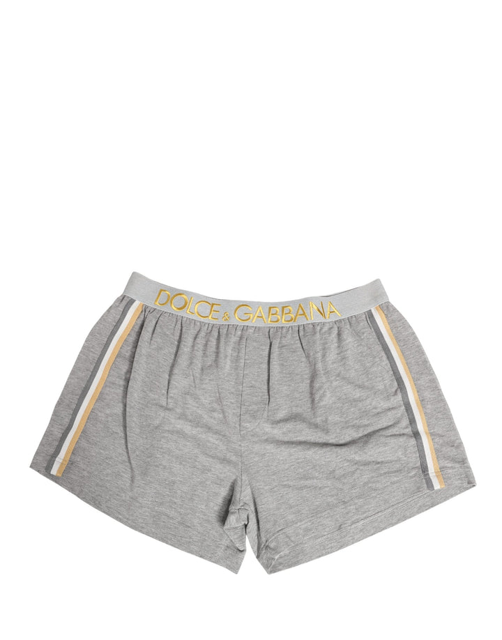 Dolce &amp; Gabbana Gray Logo Waistband Cotton Men Boxer Underwear