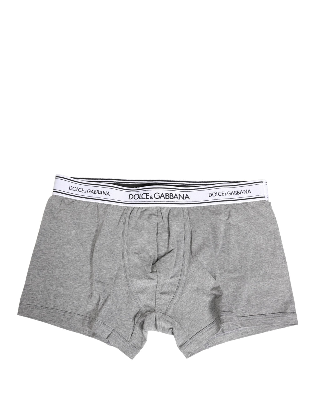 Dolce &amp; Gabbana Gray Logo Waistband Cotton Men Boxer Underwear
