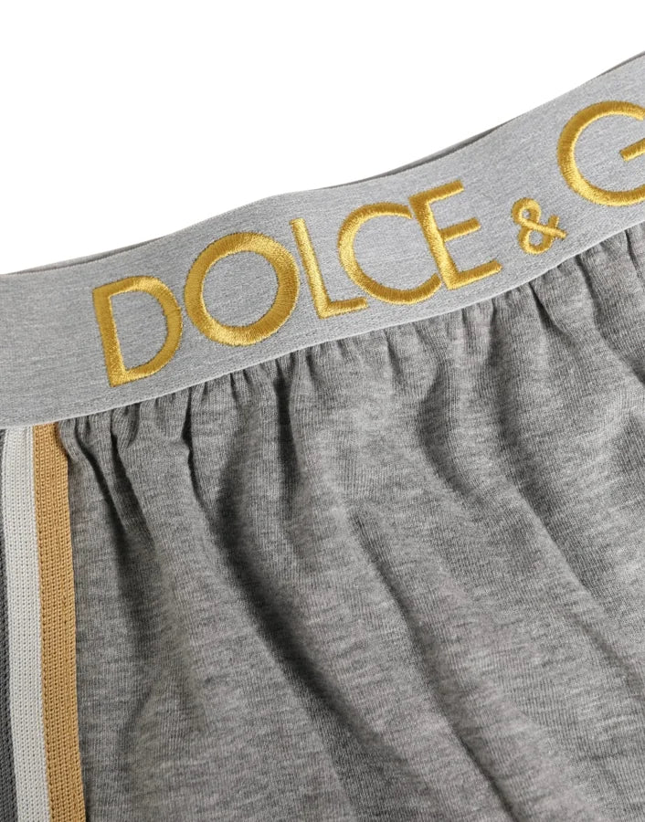 Dolce &amp; Gabbana Gray Logo Waistband Cotton Men Boxer Underwear