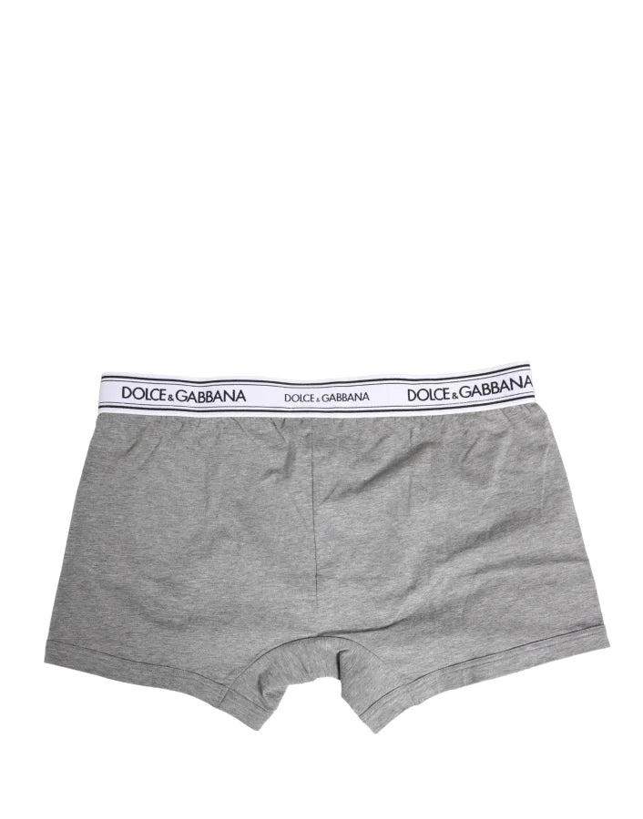 Dolce &amp; Gabbana Gray Logo Waistband Cotton Men Boxer Underwear