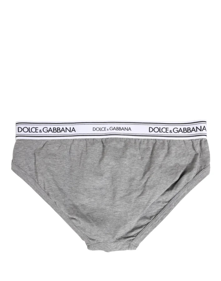 Dolce &amp; Gabbana Gray Logo Waistband Men Midi Brief Underwear