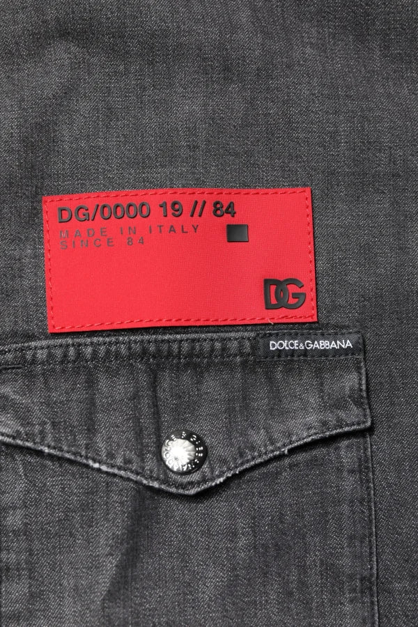 Dolce &amp; Gabbana Gray Long Sleeves Button Down Denim Shirt