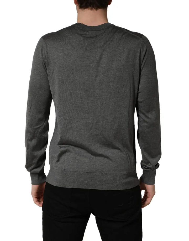 Dolce &amp; Gabbana Gray Long Sleeves Crew Neck Pullover Sweater