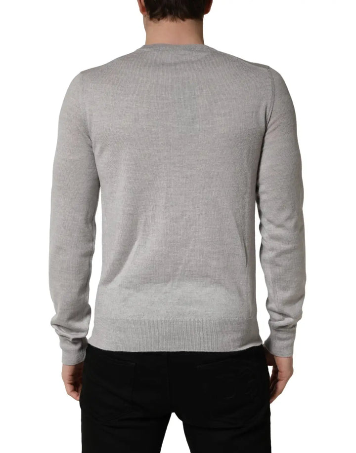 Dolce &amp; Gabbana Gray Long Sleeves Crew Neck Pullover Sweater