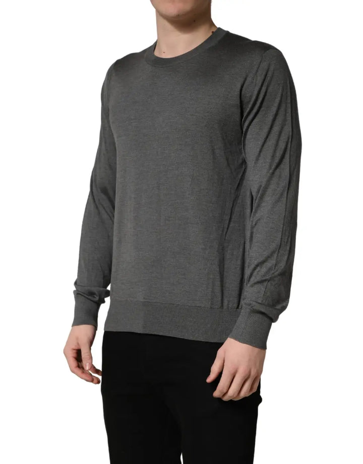Dolce &amp; Gabbana Gray Long Sleeves Crew Neck Pullover Sweater