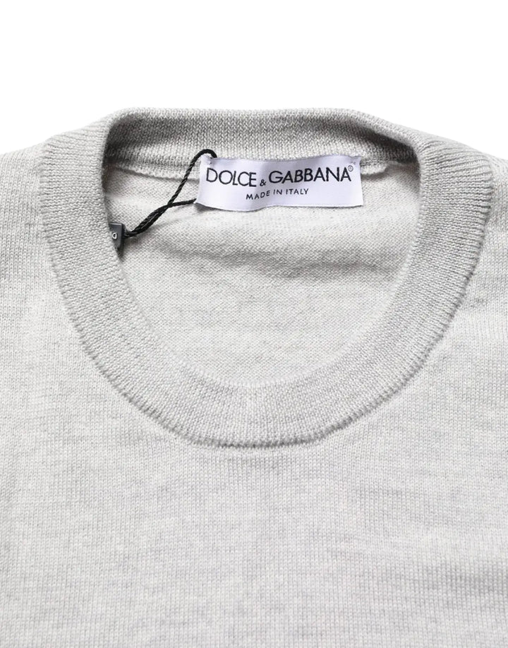 Dolce &amp; Gabbana Gray Long Sleeves Crew Neck Pullover Sweater