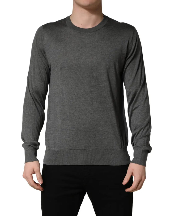 Dolce &amp; Gabbana Gray Long Sleeves Crew Neck Pullover Sweater