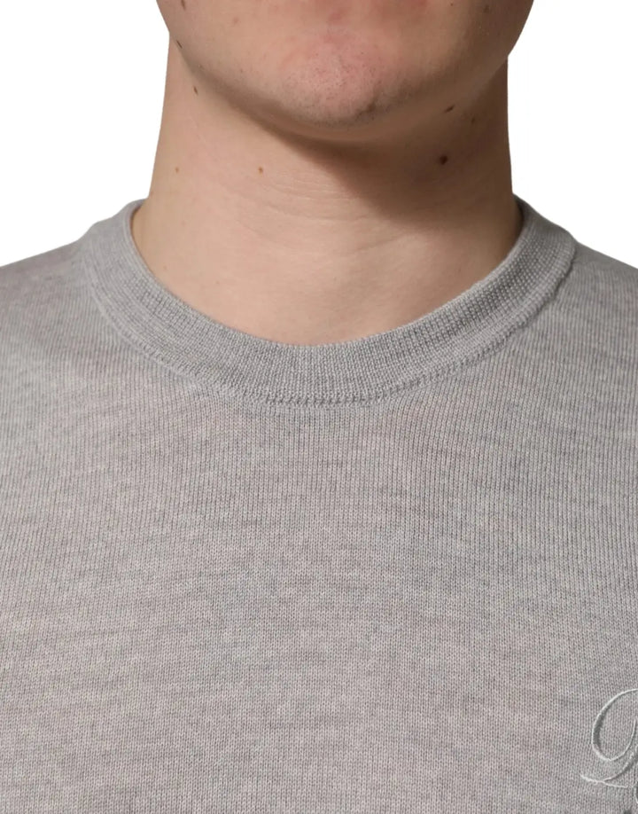 Dolce &amp; Gabbana Gray Long Sleeves Crew Neck Pullover Sweater
