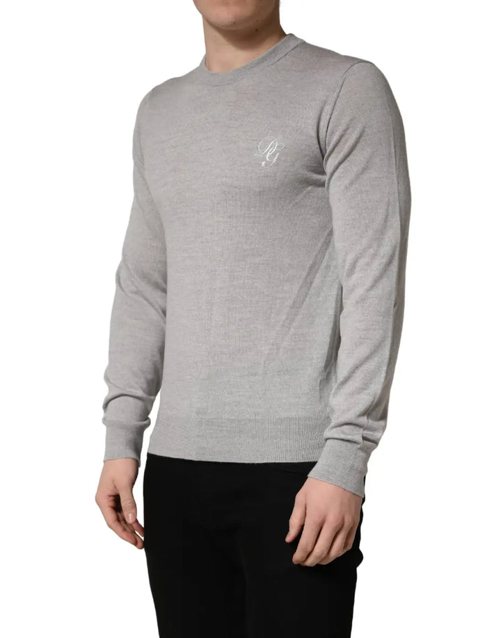Dolce &amp; Gabbana Gray Long Sleeves Crew Neck Pullover Sweater