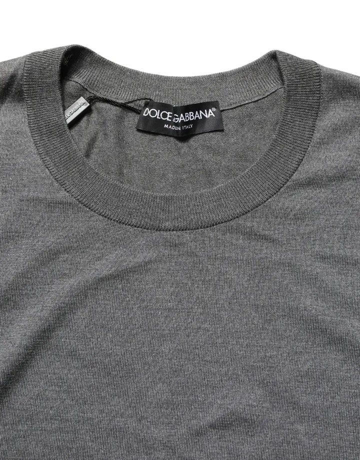 Dolce &amp; Gabbana Gray Long Sleeves Crew Neck Pullover Sweater