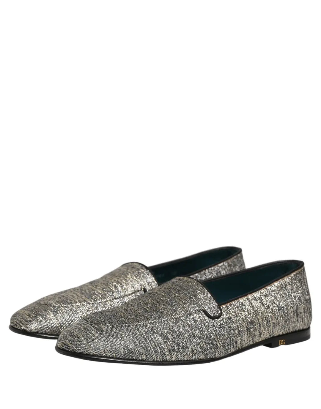 Dolce &amp; Gabbana Gray Lurex Glitter Men Dress Loafers Shoes