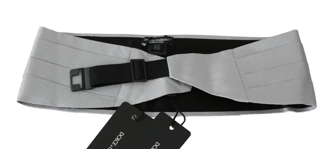 Dolce &amp; Gabbana Gray Men Waist Belt 100% Silk Cummerbund