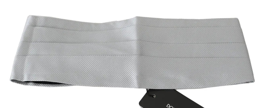 Dolce &amp; Gabbana Gray Men Waist Belt 100% Silk Cummerbund
