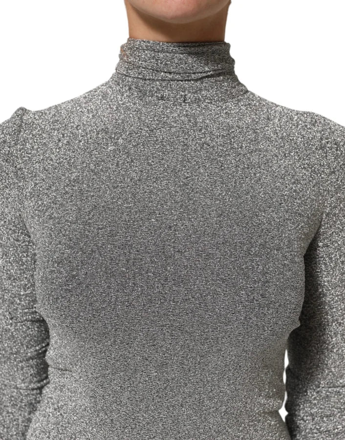 Dolce &amp; Gabbana Gray Nylon Bodycon Sheath Long Sleeves Dress