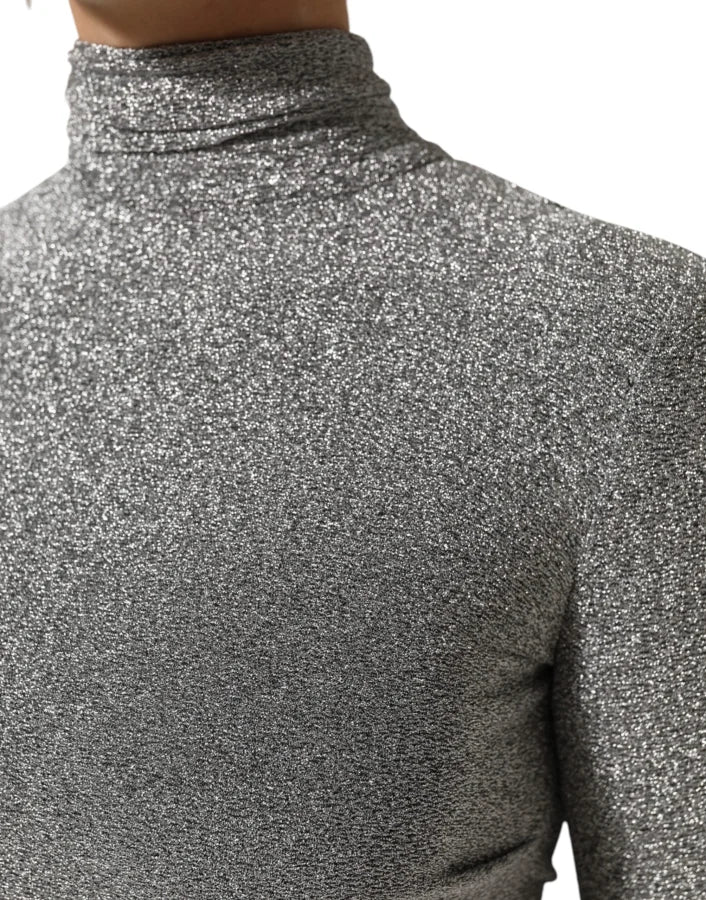 Dolce &amp; Gabbana Gray Nylon Bodycon Sheath Long Sleeves Dress