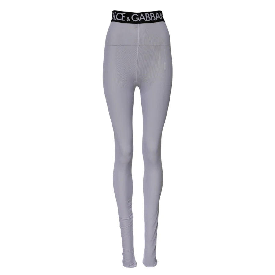 Dolce &amp; Gabbana Gray Nylon DG Logo Mid Waisted Leggings Pants