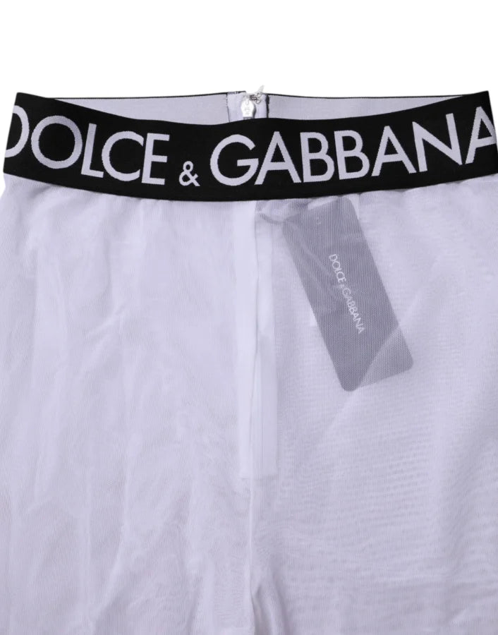 Dolce &amp; Gabbana Gray Nylon DG Logo Mid Waisted Leggings Pants