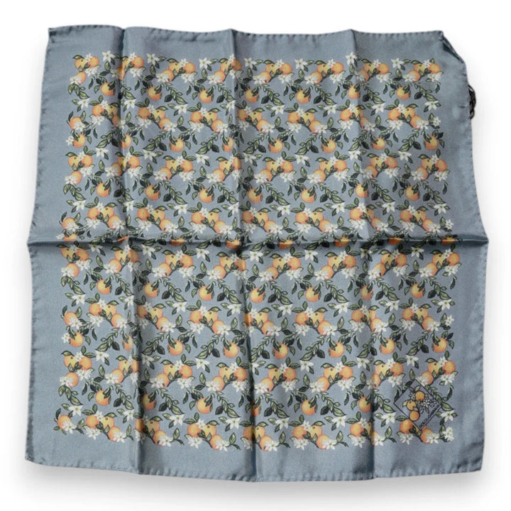 Dolce &amp; Gabbana Gray Oranges Silk Square Handkerchief Scarf