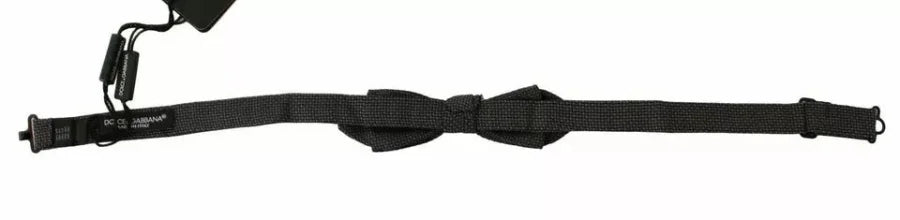 Dolce &amp; Gabbana Gray Pattern Silk Adjustable Neck Bow Tie