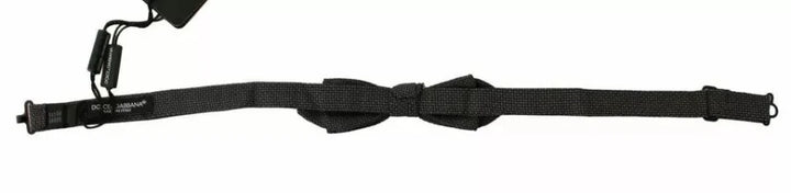 Dolce &amp; Gabbana Gray Pattern Silk Adjustable Neck Bow Tie