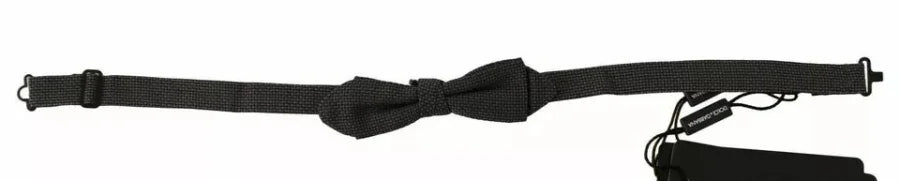 Dolce &amp; Gabbana Gray Pattern Silk Adjustable Neck Bow Tie