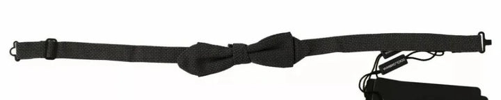 Dolce &amp; Gabbana Gray Pattern Silk Adjustable Neck Bow Tie