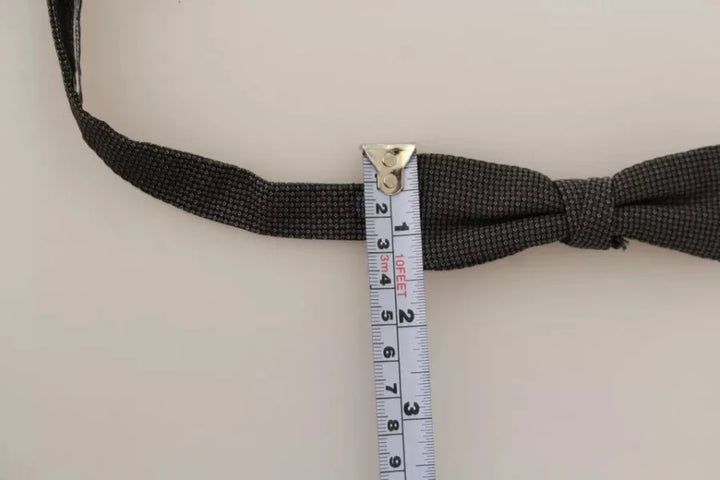Dolce &amp; Gabbana Gray Pattern Silk Adjustable Neck Bow Tie
