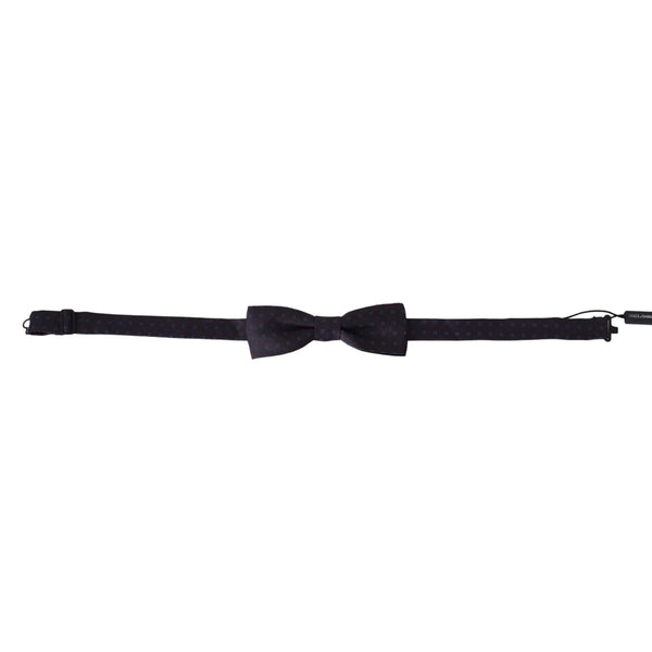 Dolce & Gabbana Gray Pattern Silk Adjustable Neck Papillon Bow Tie