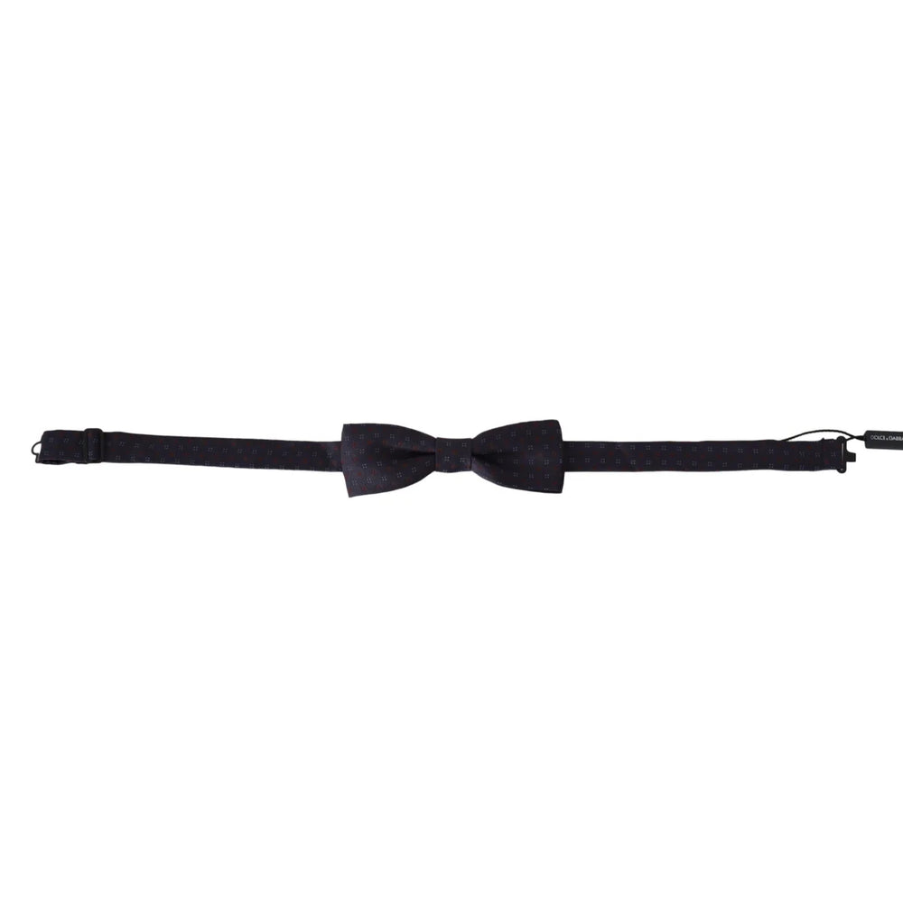 Dolce & Gabbana Gray Pattern Silk Adjustable Neck Papillon Bow Tie
