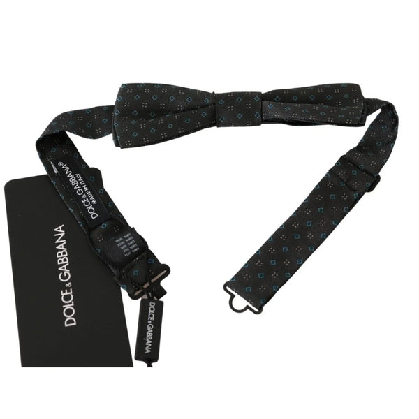 Dolce & Gabbana Gray Patterned Mens Necktie Papillon 100% Silk Bow Tie