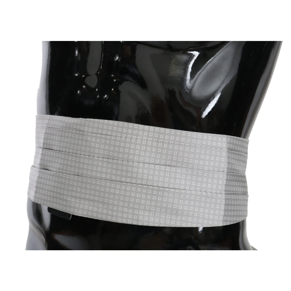 Dolce & Gabbana Gray Patterned Waist Belt Silk Cummerbund
